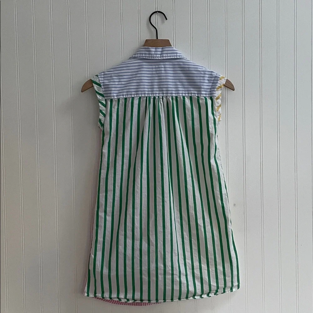 GAP Kids Mix Multi Stripe Cap Sleeve Button Down Collared Shirtdress Size M 8